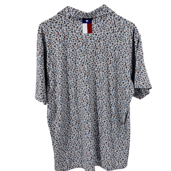 Rhoback Mens Large Lone Star Texas Rodeo Novelty Print Performance Polo Shirt - Picture 3 of 13